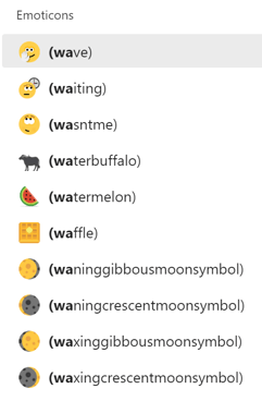 Emoticons list